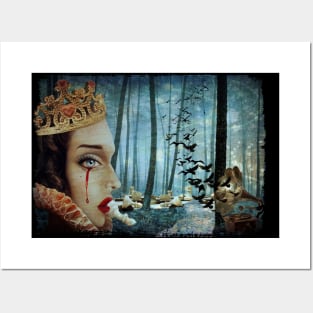 Gothic Surreal Unique Collage of Sad Queen of Hearts Posters and Art